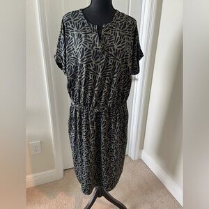 Banana Republic Olive & Black Printed Midi Dress